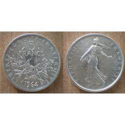 France 5 Francs 1964 Semeuse Piece Argent Frcs Frs Frc