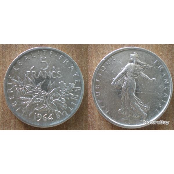 France 5 Francs 1964 Semeuse Piece Argent Frcs Frs Frc
