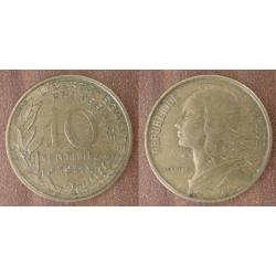 France 10 Centimes 1971 Piece Lagriffoul Franc