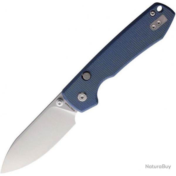 Couteau Vosteed Raccoon Blue Lame Acier Sandvik 14C28N Satin Manche Micarta IKBS Button VOSA2905