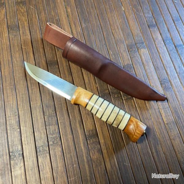 BEAU COUTEAU HELLE DE CHASSE PUUKKO LAPON SAAMI AVEC FOURREAU .