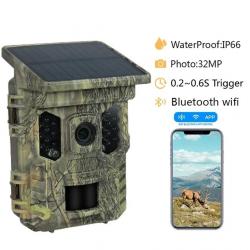 Caméra de Chasse à énergie Solaire 4K avec Vision Nocturne 1080p étanche BT WiFi 32MP