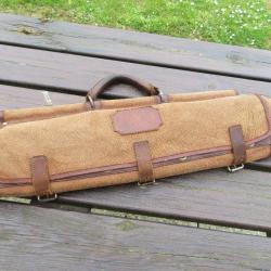 VINTAGE - Ancien grand sac de Chasse/Voyage en Toile, avec Coutures & Lanières cuir (Début XXé)