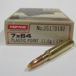 1 boite neuve de 20 cartouches  de calibre 7x64, Norma  , ogives pointe plastique 170 grains