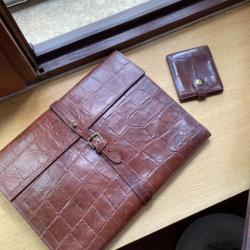 Pochette Porte documents en cuir MULBERRY Vintage et Collector + porte feuille et porte CB