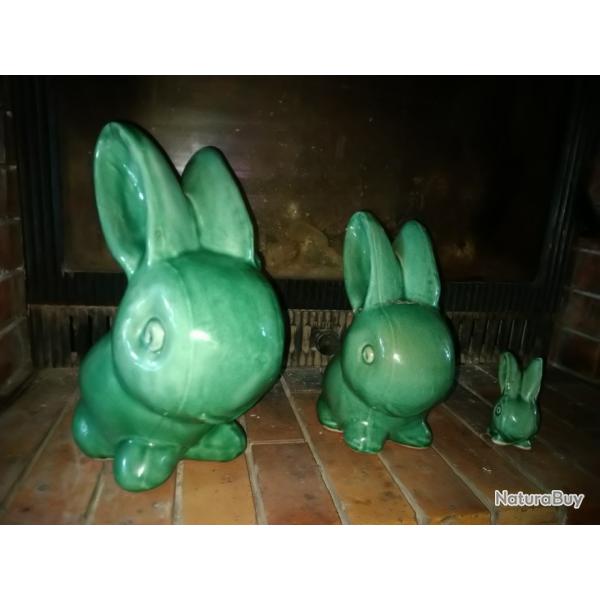 Rare Famille Lapin vert 1930