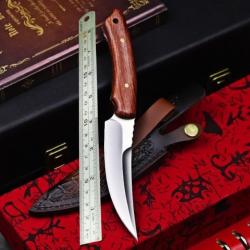Couteau de chasse droit avec poignée en bois de séquoia
