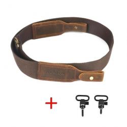 TOURBON SANGLE EN CUIR ET COTON POUR FUSIL AVEC 2 ATTACHES