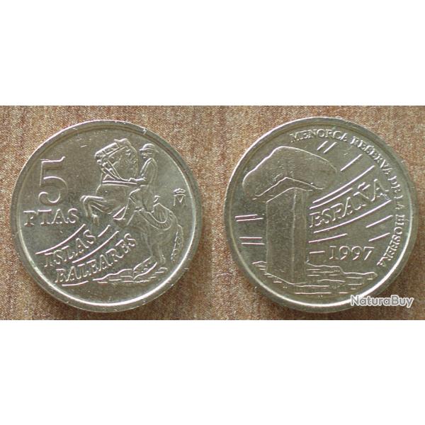 Espagne 5 Pesetas 1997 Iles Baleares Cheval Peseta Spain