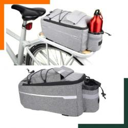 Sacoche isotherme 7L pour vélo - Attache porte bagage - multipoches - Gris - Livraison gratuite