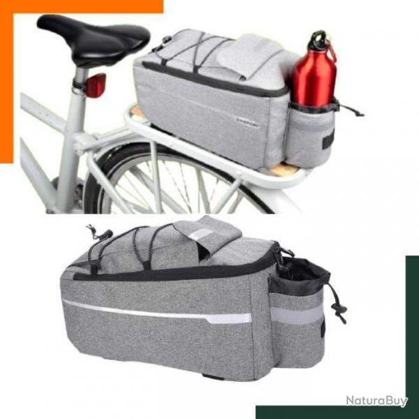 Sacoche isotherme 7L pour vlo - Attache porte bagage - multipoches - Gris - Livraison gratuite