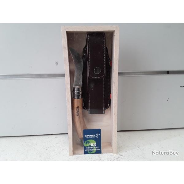 10618 PACK SERPETTE OPINEL N8 + ETUI DANS BOITE BOIS VITRINE NEUF