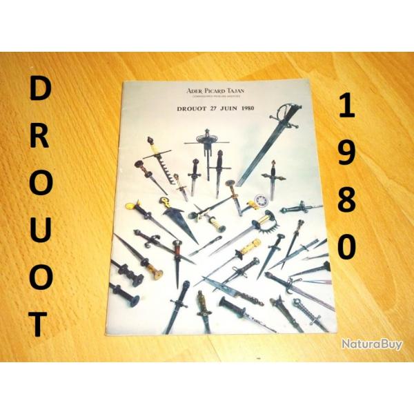 catalogue revue DROUOT 1980 240x180 mm 32 pages ESTIMATIONS stylet dague couteau estramacone epee...