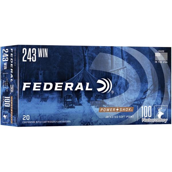 Afft24 - Munitions FEDERAL power shok cal.243win 6.48g 100gr sp par 20