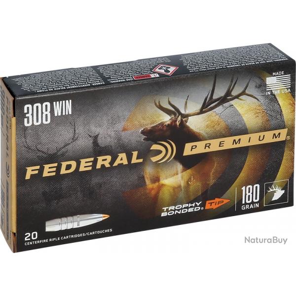 Munitions FEDERAL cal.308win trophy bonded 11.66g 180gr par 20