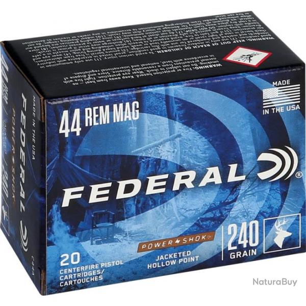 Munitions FEDERAL cal.44 rem mag power shok 15.6g 240gr par 20