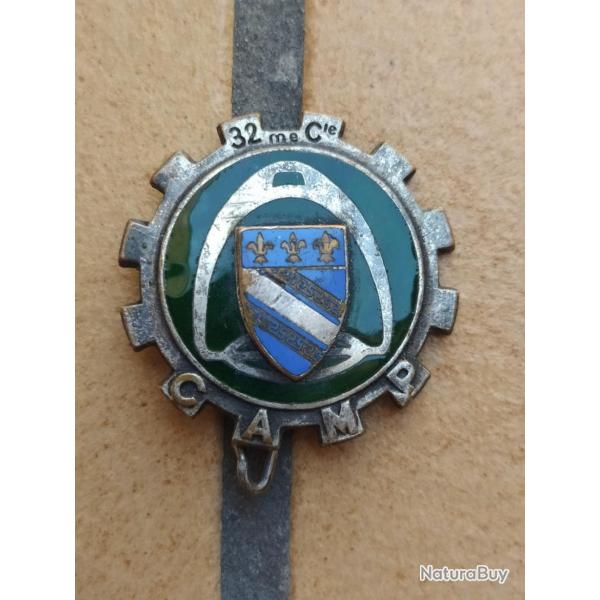INSIGNE ARMEE FRANCAISE 32eme  COMPAGNIE  DE CAMP FABRICANT DRAGO PARIS NICE INDOCHINE ALGERIE