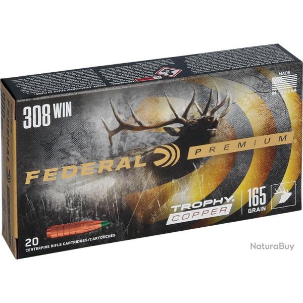 Munitions FEDERAL cal.308 win trophy copper 10.7g 165gr par 20