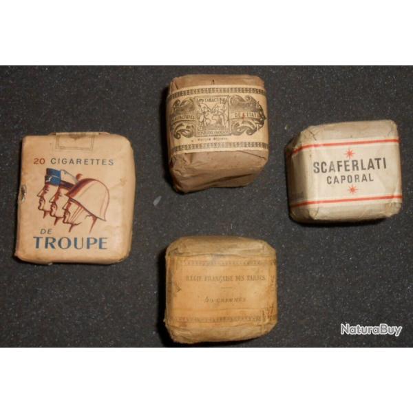 cigarettes  de troupe  militaire  + 3 paquets tabac scaferlati caporal non ouverts