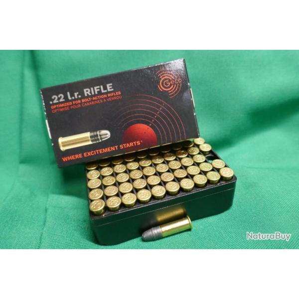 boite de 50 cartouches 22LR 40 gr GECO pour carabine a verrou