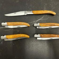 Lot de 5 couteaux de poche manche bois olivier Ref LT01 taille 21cm avec gravure prénom offert