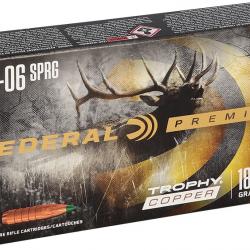 Munitions FEDERAL cal.30-06 trophy copper sprg 11.6g 180gr par 20