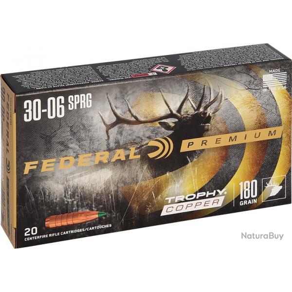 Munitions FEDERAL cal.30-06 trophy copper sprg 11.6g 180gr par 20