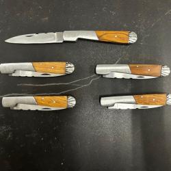 Lot de 5 couteaux de poche manche bois olivier Ref LT08 taille 19cm avec gravure prénom offert