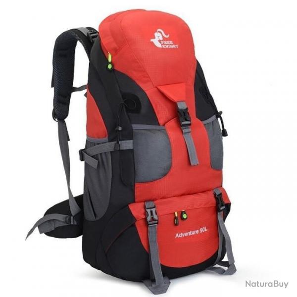 Sac  dos tanche pour randonne et Camping 50l Rouge