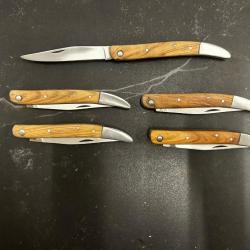 Lot de 5 couteaux de poche manche bois olivier Ref LT10 taille 21cm avec gravure prénom offert