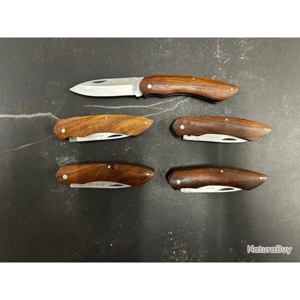 Lot de 5 couteaux de poche manche bois olivier Ref LT21 taille 20cm avec gravure prnom offert