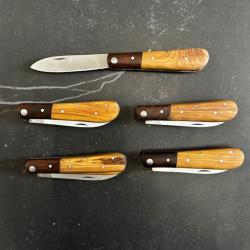 Lot de 5 couteaux de poche manche bois olivier Ref LT29 taille 17cm avec gravure prénom offert