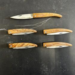 Lot de 5 couteaux de poche manche bois olivier Ref LT31 taille 20cm avec gravure prénom offert