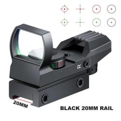 HDR31 Viseur Point Rouge et Vert 4 Reflex Pour Chasse Tactique et holographique(Noir) 21mm