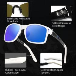 lunettes de soleil polarisées carrées pour hommes, verres miroir