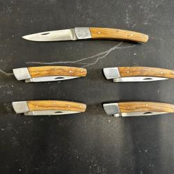 Lot de 5 couteaux de poche manche bois olivier Ref LT33 taille 20cm avec gravure prénom offert