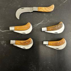 Lot de 5 couteaux de poche manche bois olivier Ref LT36 taille 18cm avec gravure prénom offert