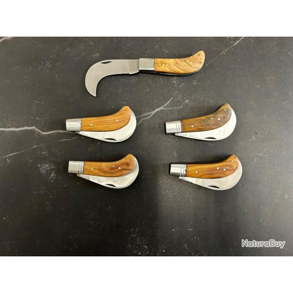 Lot de 5 couteaux de poche manche bois olivier Ref LT36 taille 18cm avec gravure prnom offert