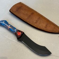 Couteau sabre forgé 32cm lame noire enchère