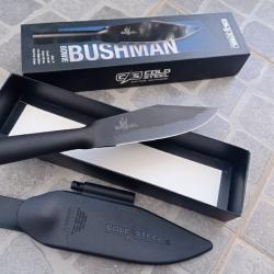 Lot: Cold Steel Bowie Bushman + étui et pierre à feu ,couteau bivouac,  cyalumes, casquette tactique