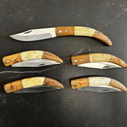 Lot de 5 couteaux de poche manche bois  Ref LT48 taille 22cm avec gravure prénom offert