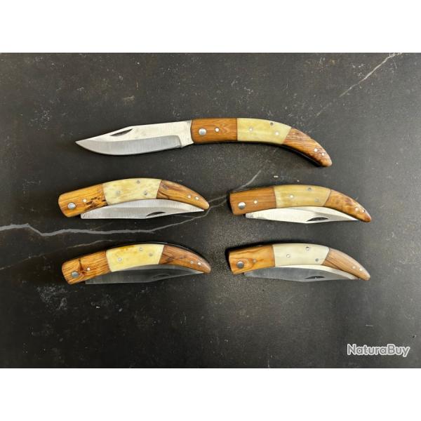 Lot de 5 couteaux de poche manche bois  Ref LT48 taille 22cm avec gravure prnom offert
