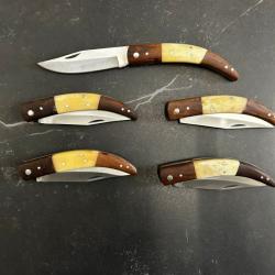 Lot de 5 couteaux de poche manche bois Ref LT52 taille 22cm avec gravure prénom offert