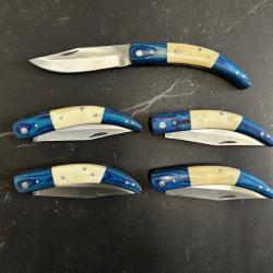 Lot de 5 couteaux de poche manche bois Ref LT53 taille 22cm avec gravure prénom offert