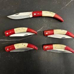 Lot de 5 couteaux de poche manche bois Ref LT55 taille 22cm avec gravure prénom offert
