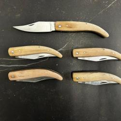 Lot de 5 couteaux de poche manche bois Ref LT69 taille 21cm avec gravure prénom offert