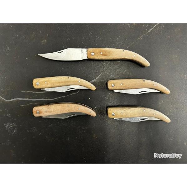 Lot de 5 couteaux de poche manche bois Ref LT69 taille 21cm avec gravure prnom offert