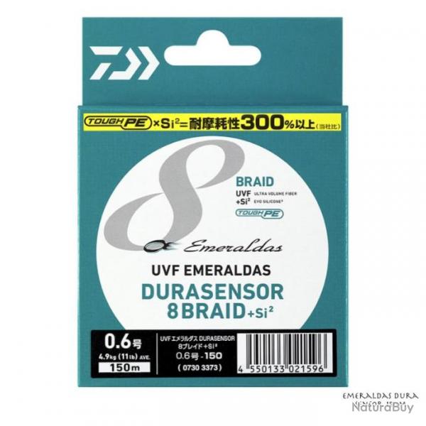 Tresse Daiwa UVF Emeraldas Dura Sensor 8 Braid 150m PE 0,8