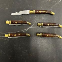 Lot de 5 couteaux de poche manche bois Ref LT77 taille 17cm avec gravure prénom offert