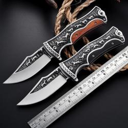 Couteau vintage marron motif chasse pliant 23cm columbia